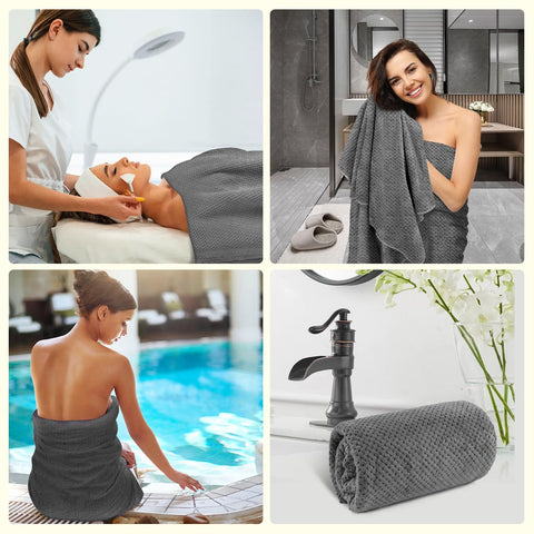 HOMEXCEL pack of six grey towels for daily routines