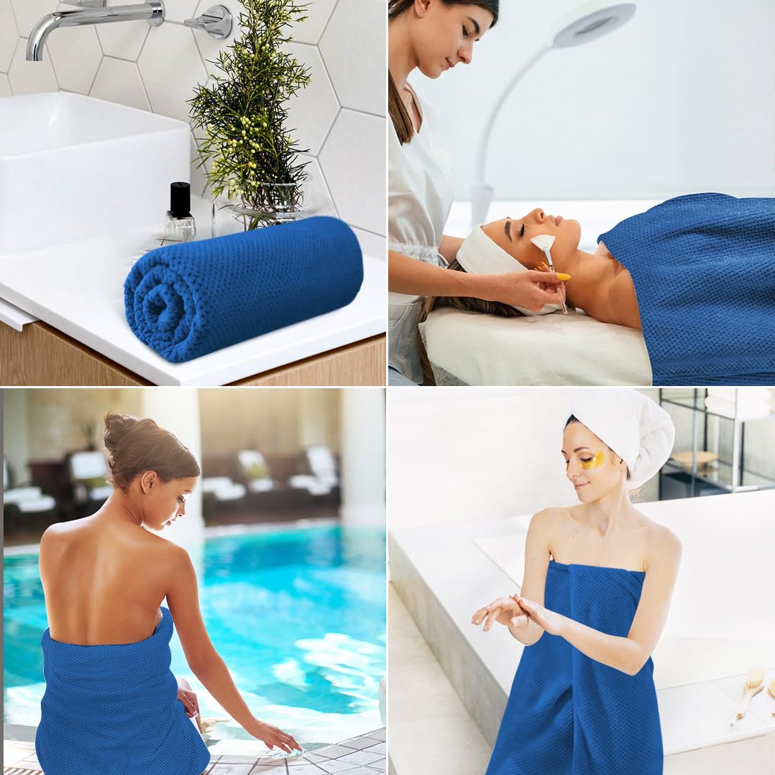 HOMEXCEL quick-dry blue towel ready for gym or travel use.