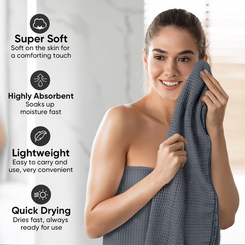 HOMEXCEL waffle bath towel absorption demo demonstrates fast moisture uptake