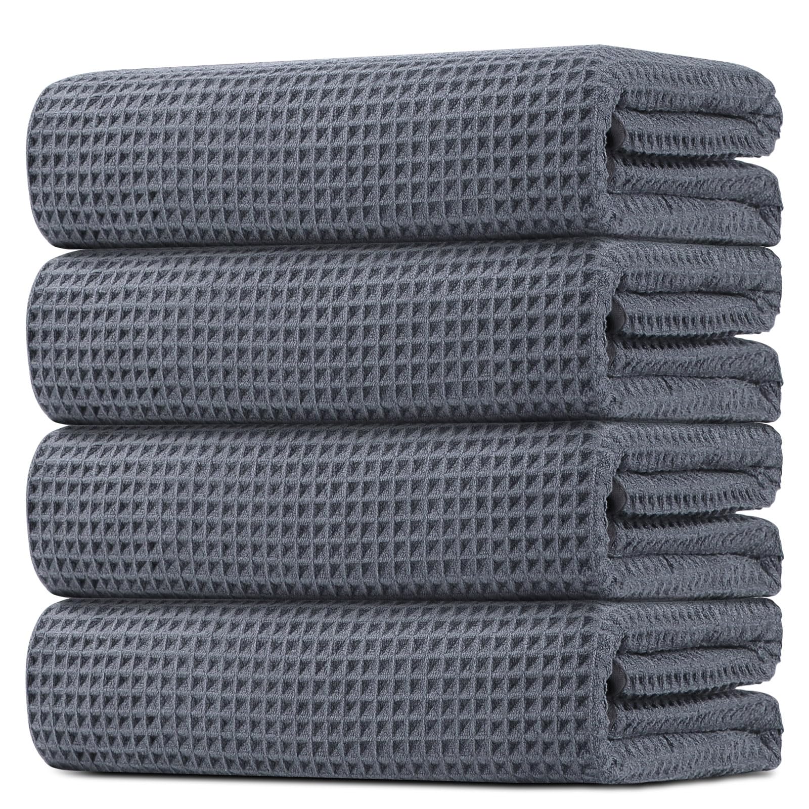 HOMEXCEL waffle bath towel set 4-pack outer view shows plush yet lightweight fabric