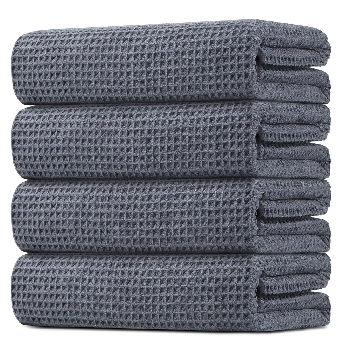 HOMEXCEL waffle bath towel set 4-pack outer view shows plush yet lightweight fabric