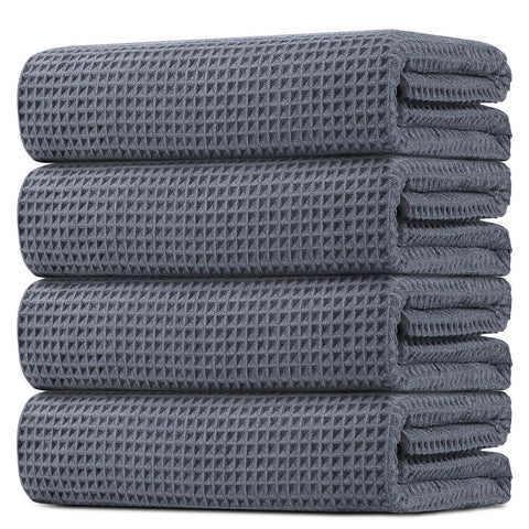 HOMEXCEL waffle bath towel set 4-pack outer view shows plush yet lightweight fabric