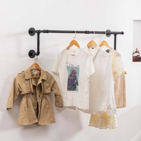 Homeyeeng heavy-duty wall-mounted garment bar supports long garments with strong rustproof build.