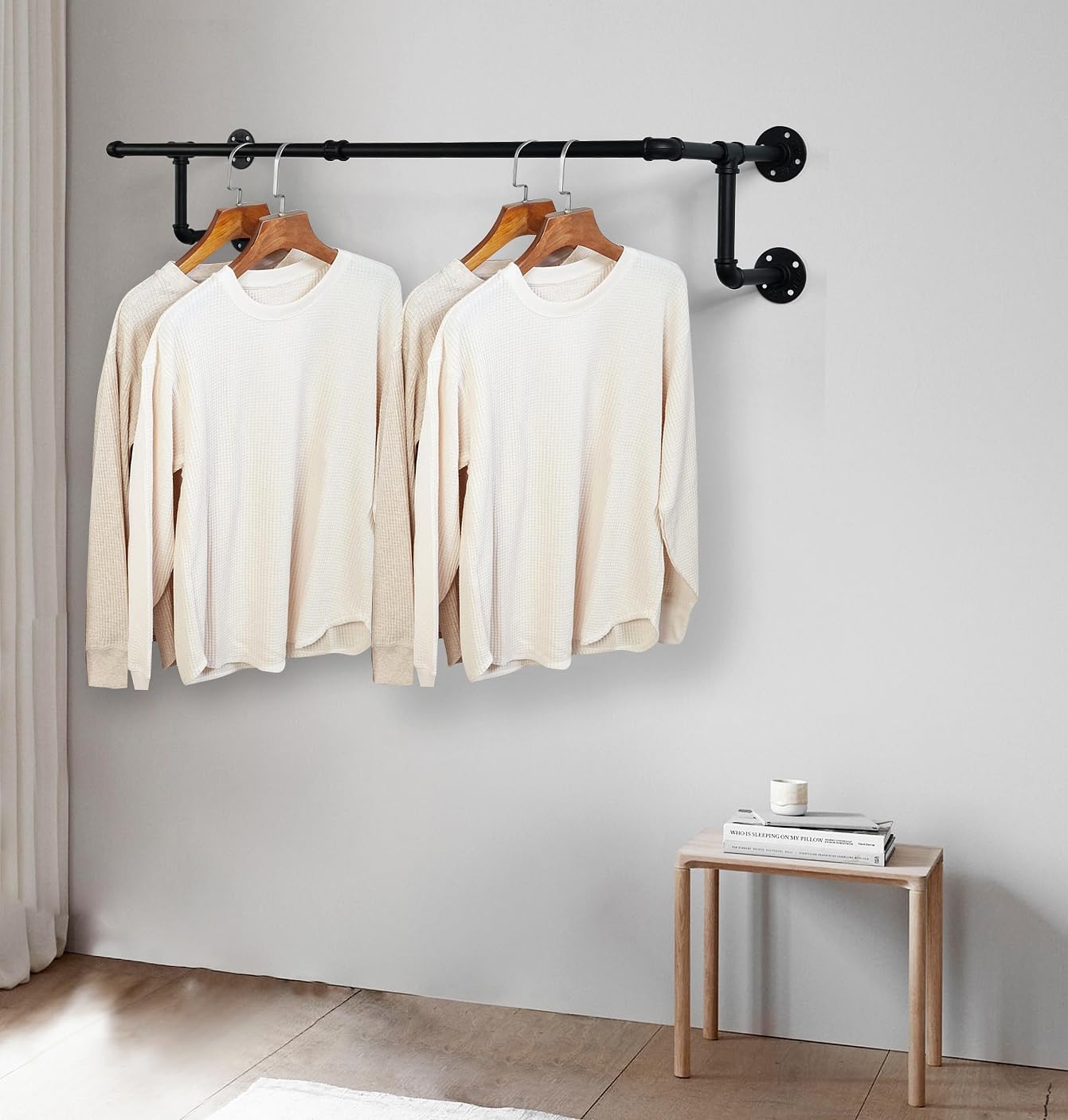Homeyeeng rustproof black malleable iron pipe rack brings sturdy organization to any room.