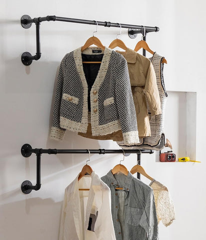 Homeyeeng two-piece wall-mounted rack kit offering durable clothing storage.