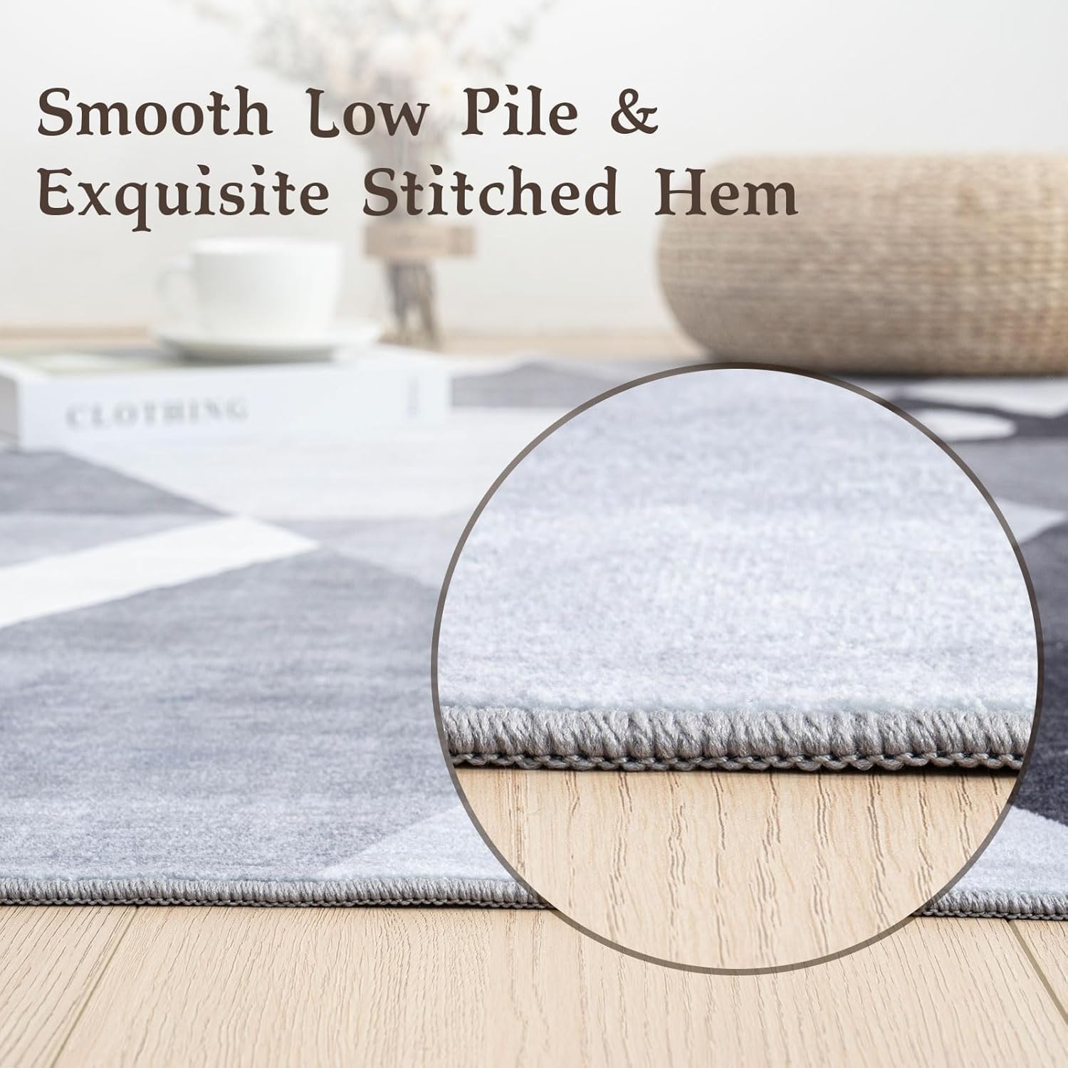 HOMFINE 5x7 area rug shown in a bright living space.