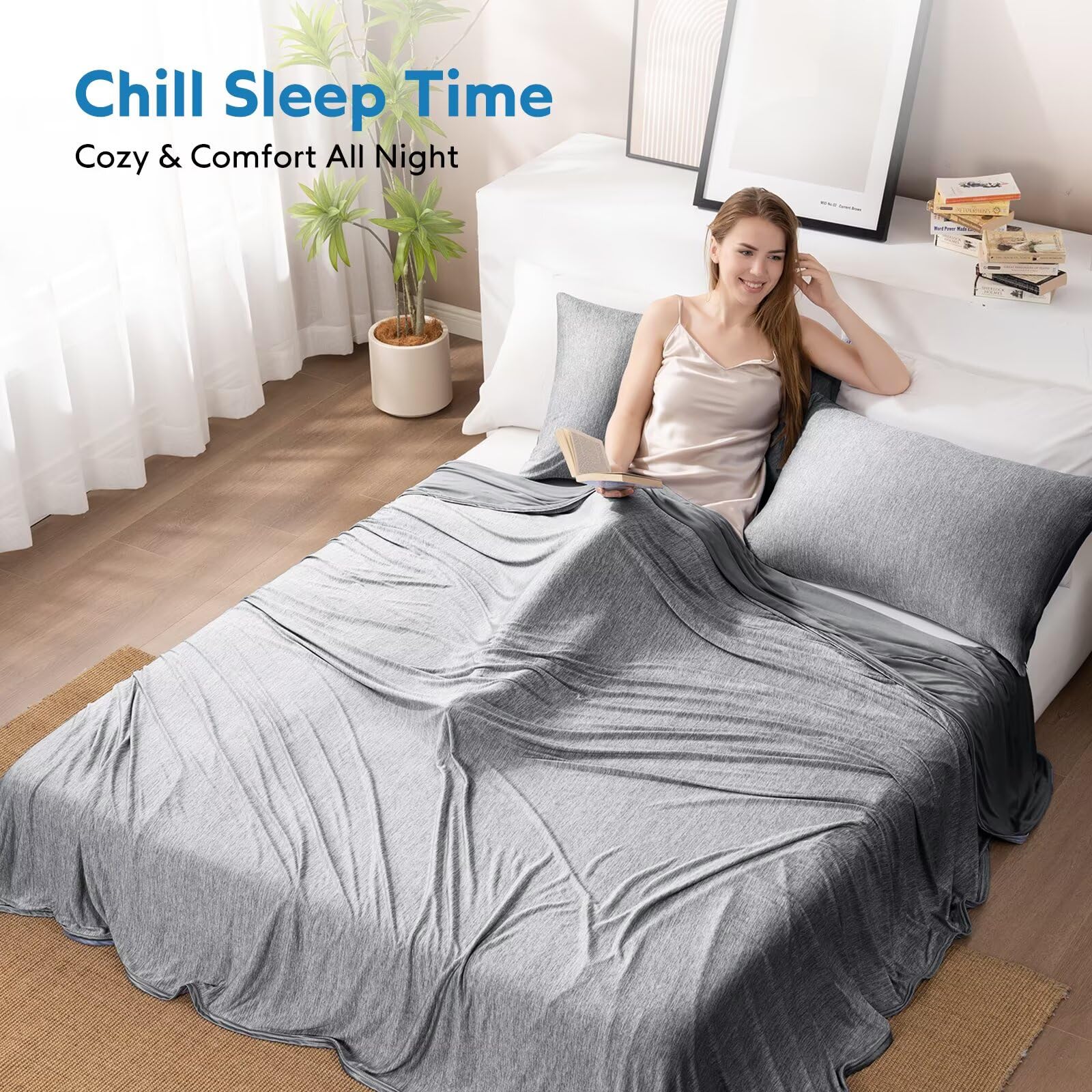 HOMFINE cooling blanket breathable front side on couch for film night