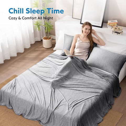 HOMFINE cooling blanket breathable front side on couch for film night