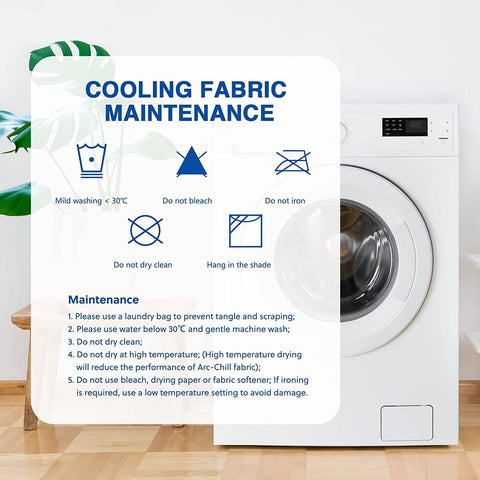 HOMFINE cooling blanket care instructions pictured show simple washing steps.