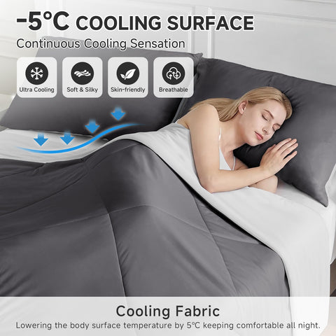 HOMFINE cooling blanket close-up highlighting breathable fabric texture for comfort