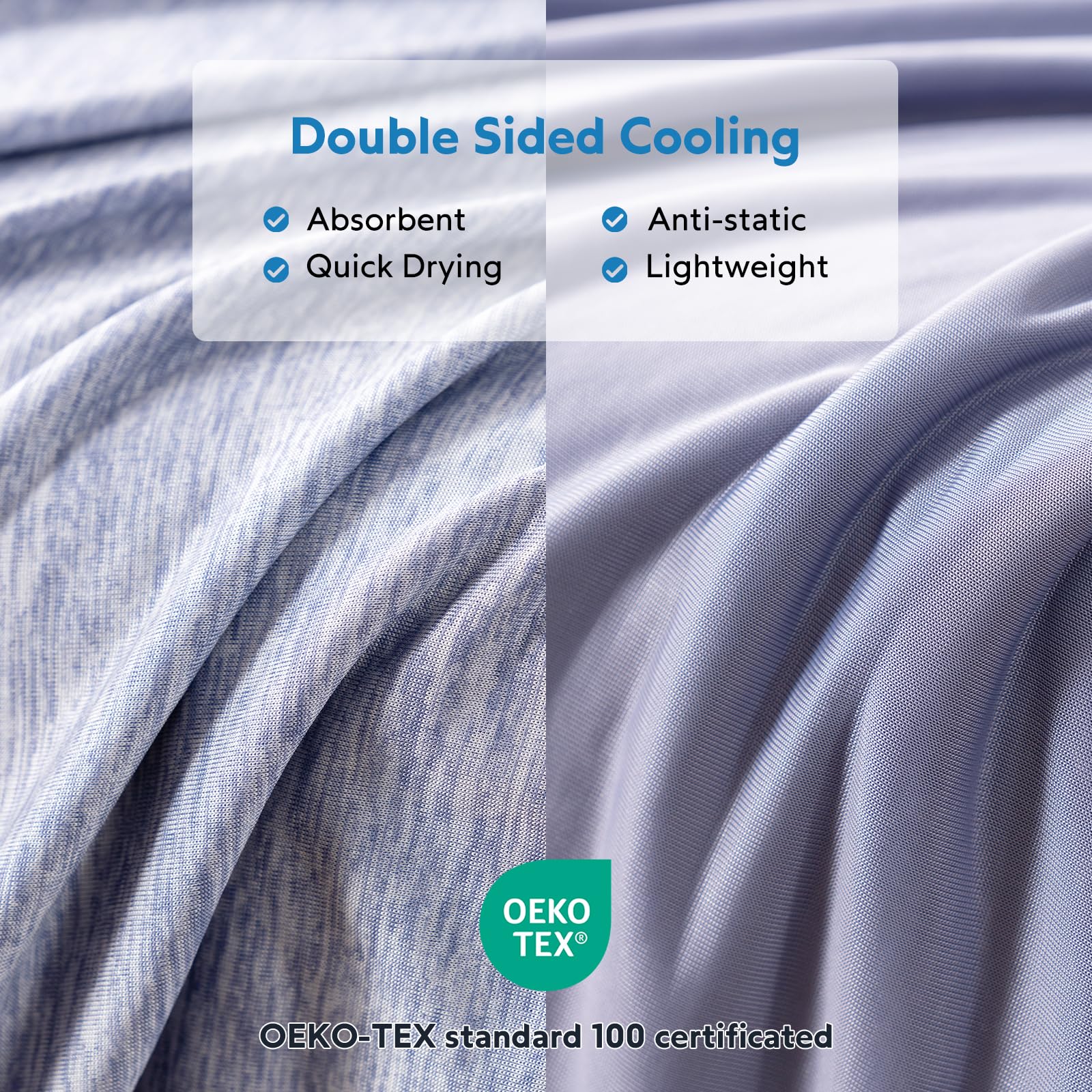 HOMFINE cooling blanket folded blue demonstrates lightweight portability.
