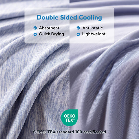 HOMFINE cooling blanket on bed blue delivers breathable comfort