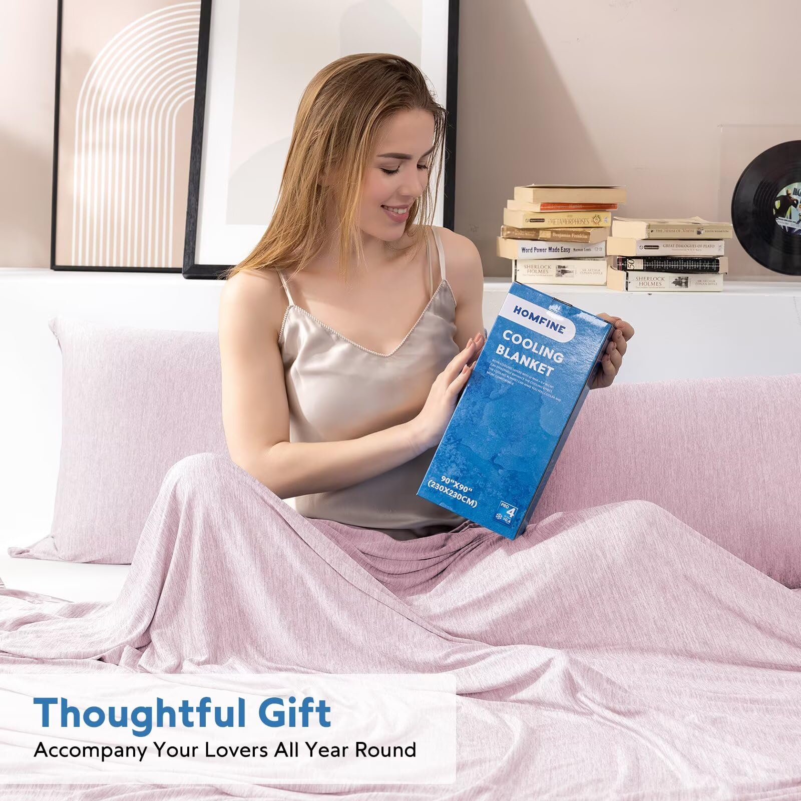 HOMFINE cooling blanket packaged and gift-ready