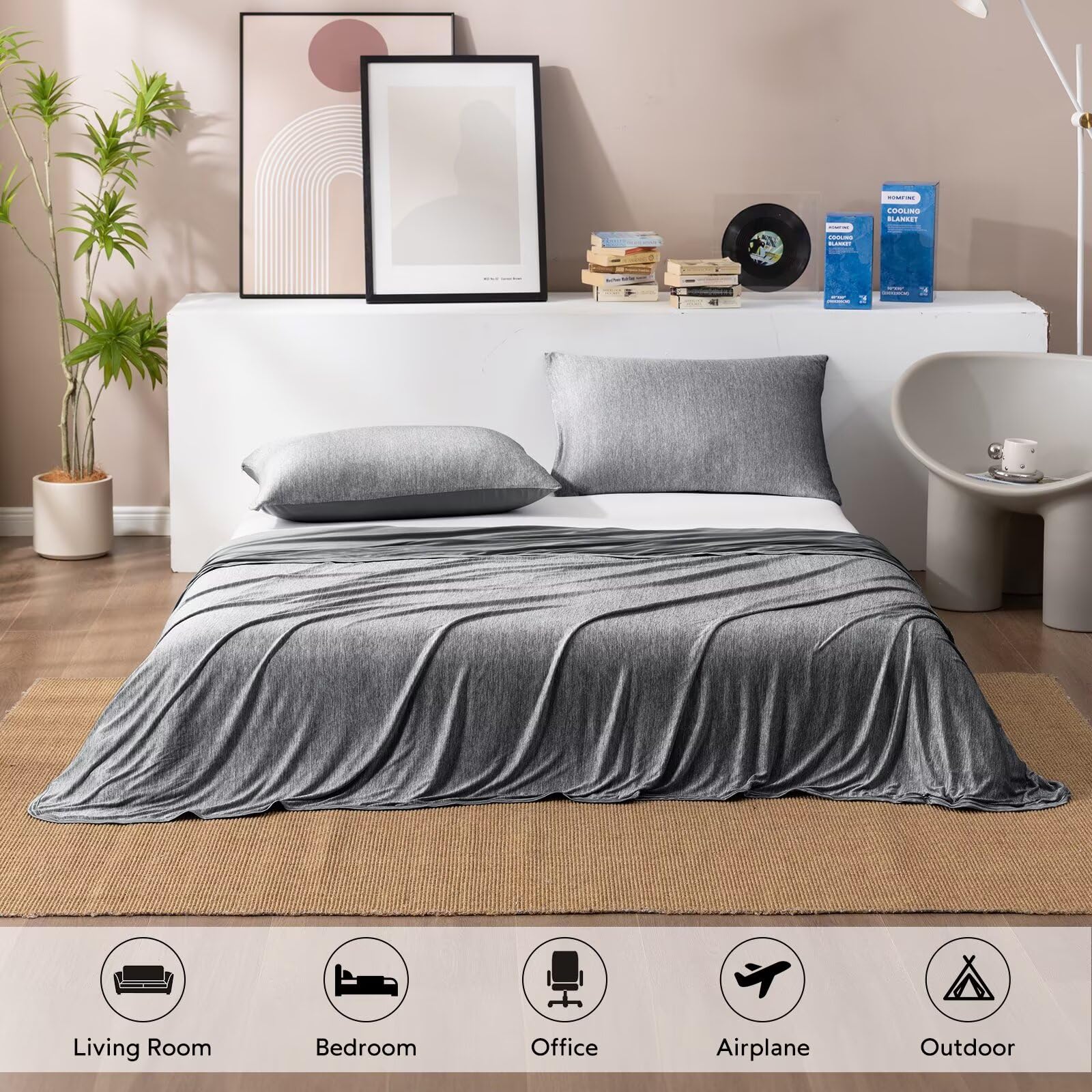 HOMFINE cooling blanket rolled for travel and packing ease
