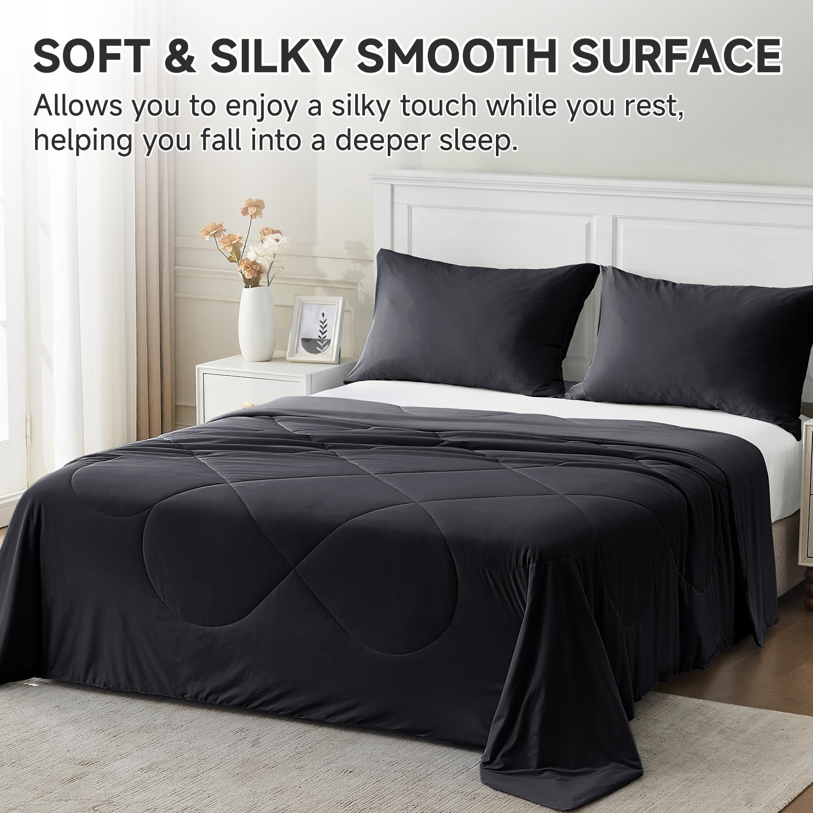 HOMFINE queen size 90x90 fits standard beds while staying cool.