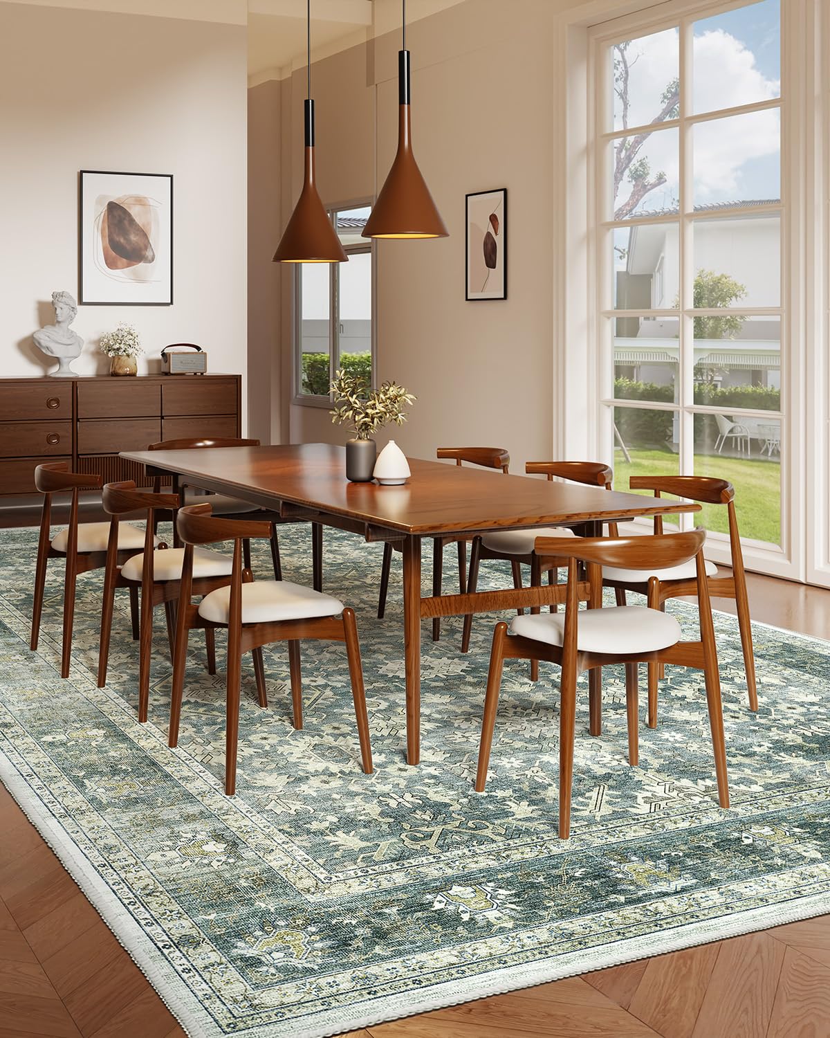HOMFINE rug shown in a living room setting for warmth and comfort.