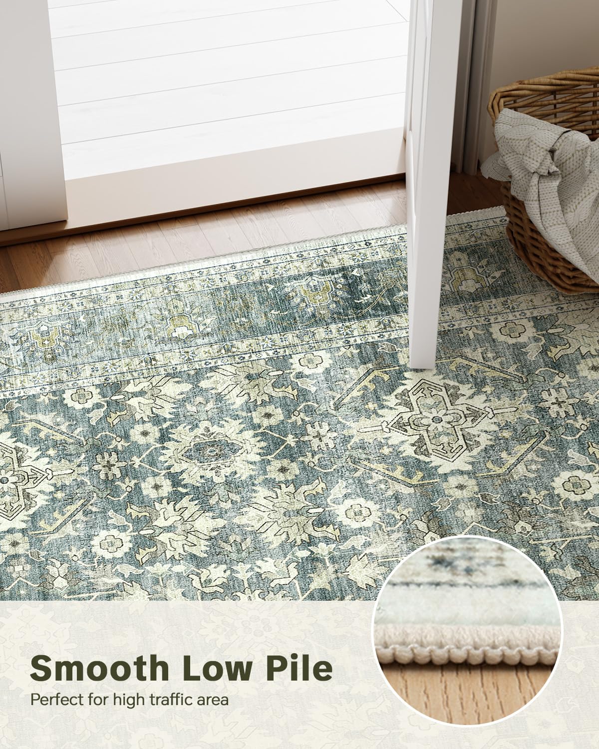 HOMFINE low-pile design fits under doors and furniture smoothly.