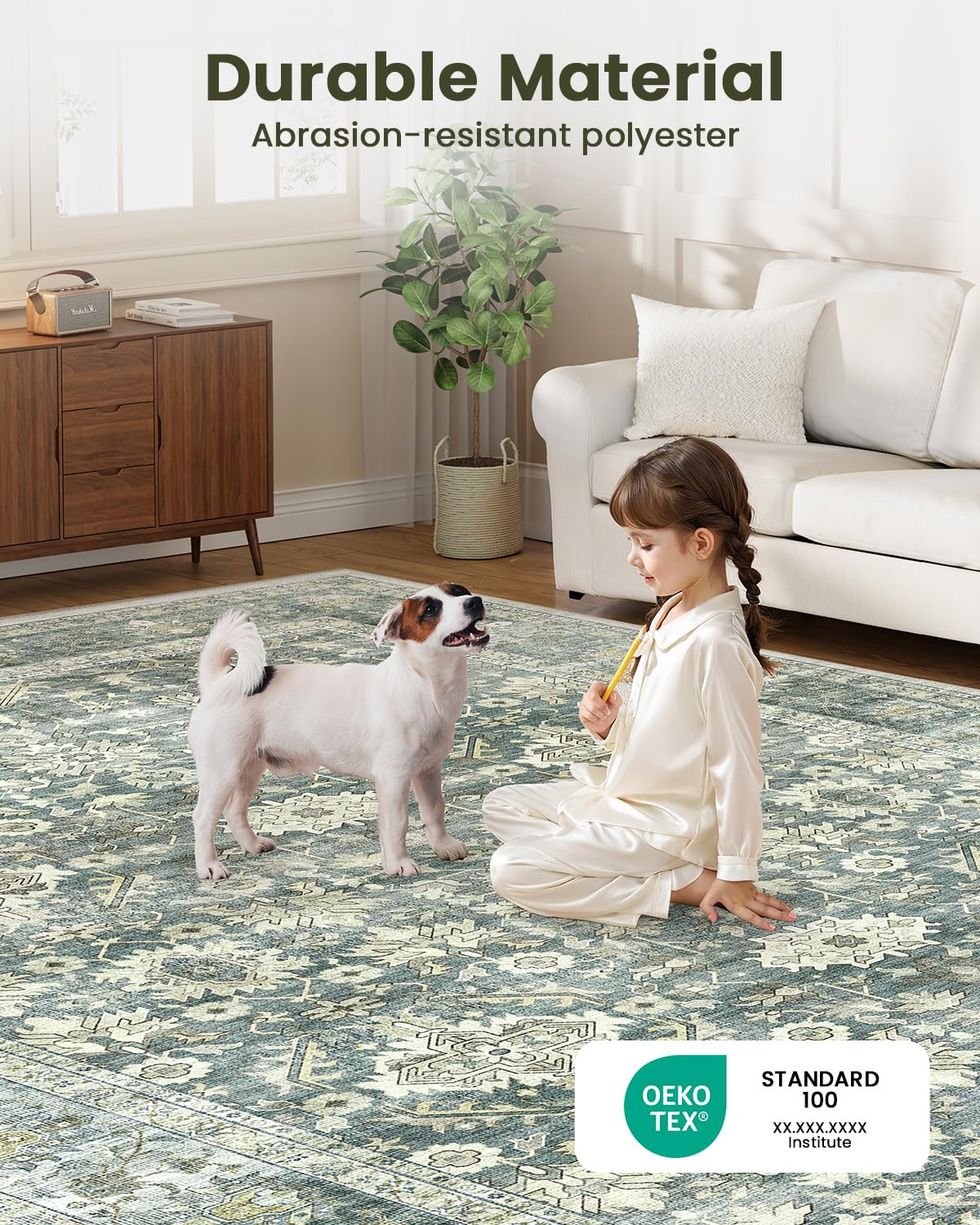 HOMFINE machine washable rug for quick, convenient cleaning.