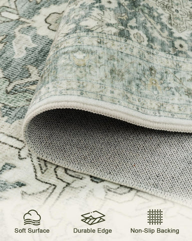 HOMFINE washable rug with soft faux cashmere texture for easy care.