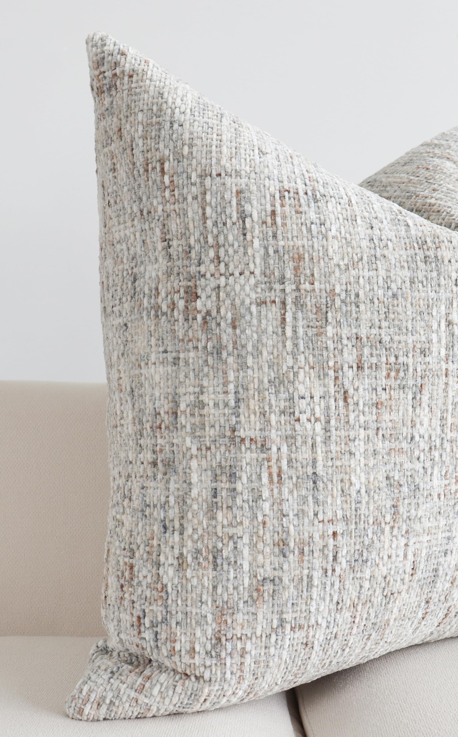 HOMFINER textured chenille cover brown-taupe detail adds rustic charm to decor.