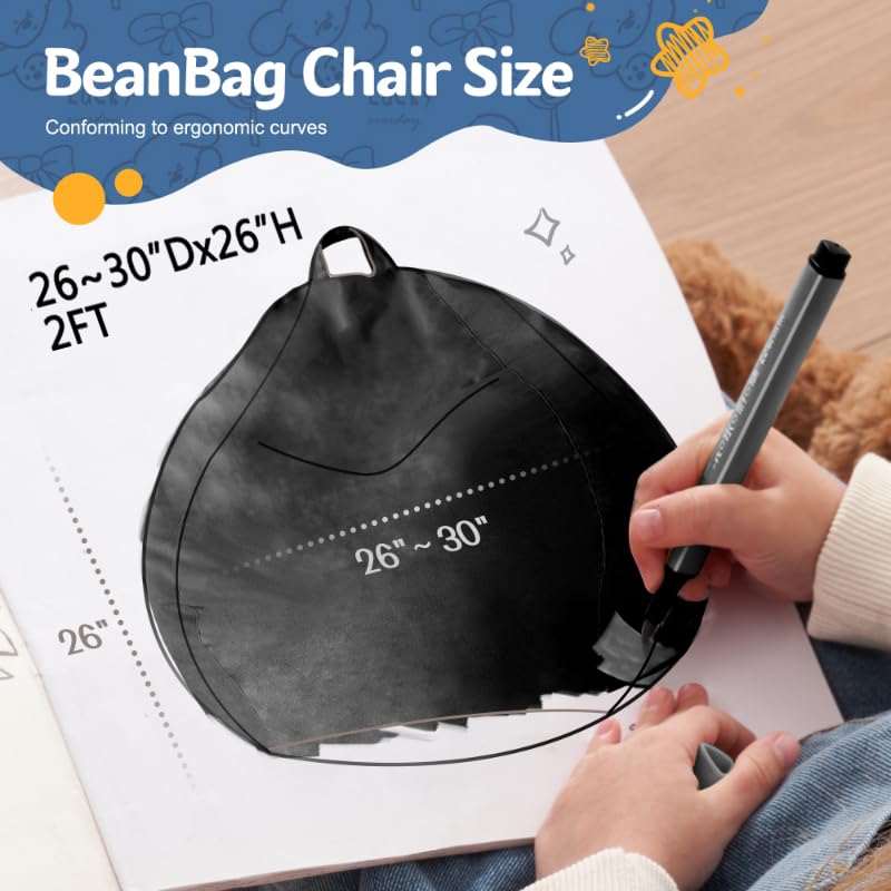 Homguava bean bag chair with Dutch velvet cover in black for a premium feel