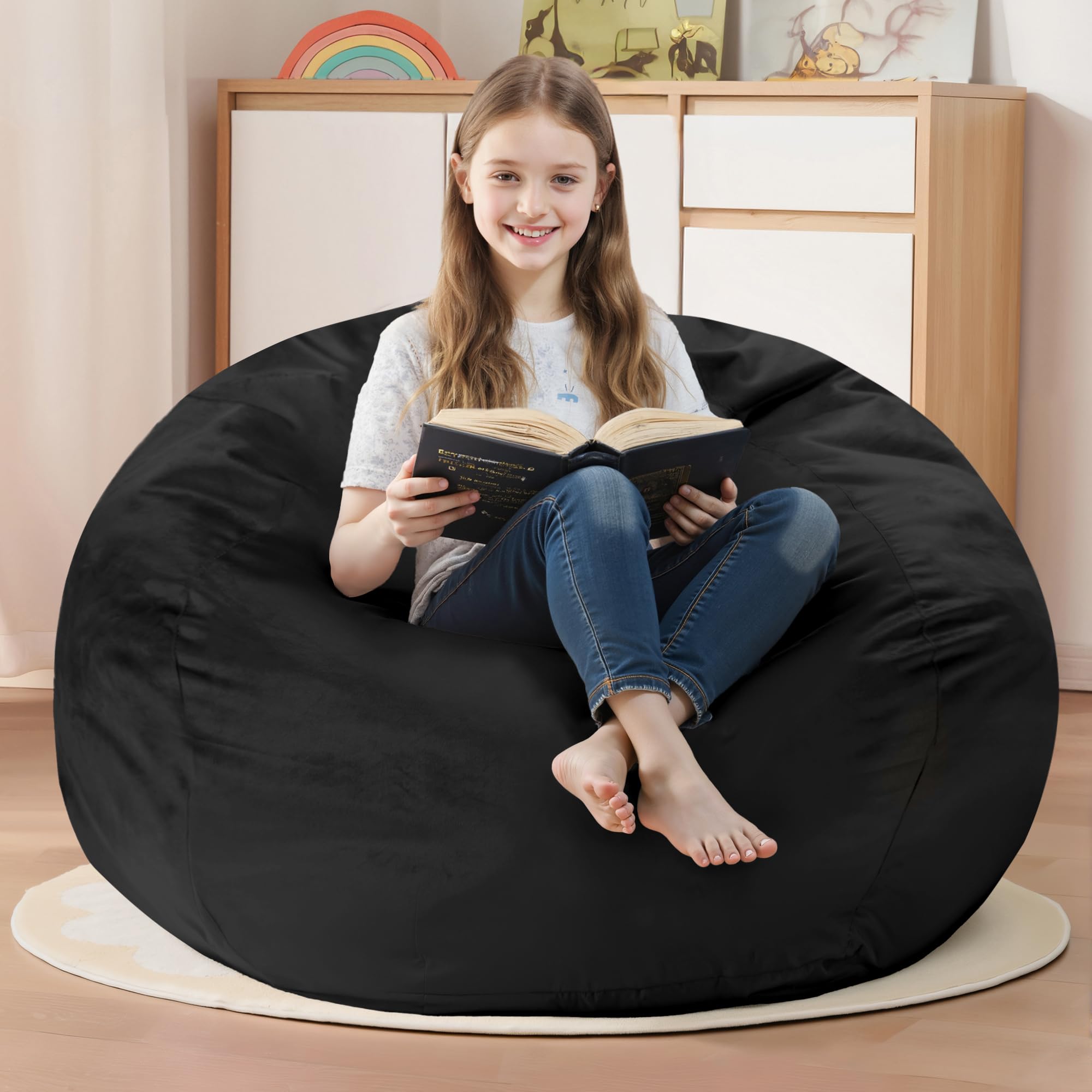 Homguava bean bag chair memory foam interior for long-lasting comfort at home