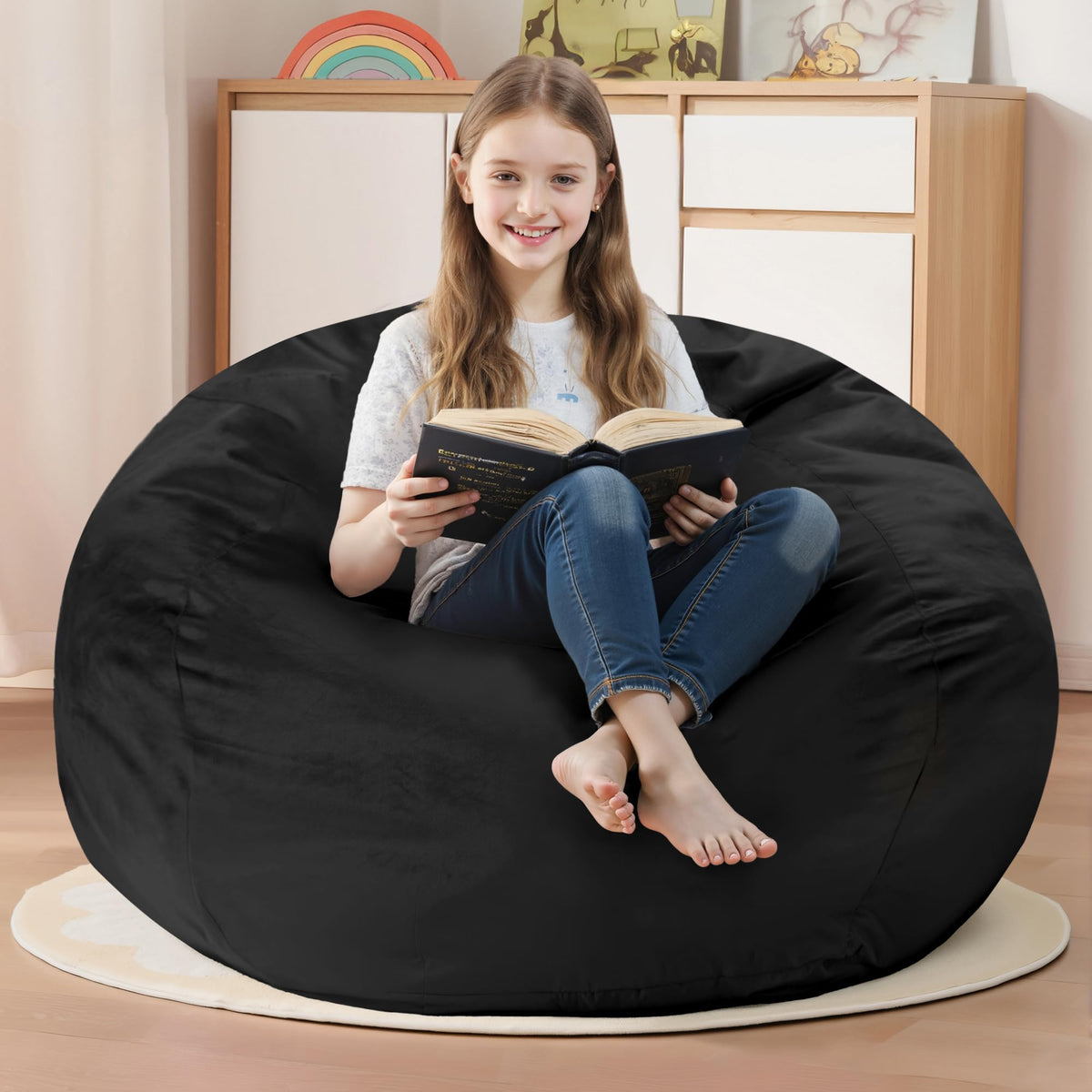 Homguava bean bag chair memory foam interior for long-lasting comfort at home