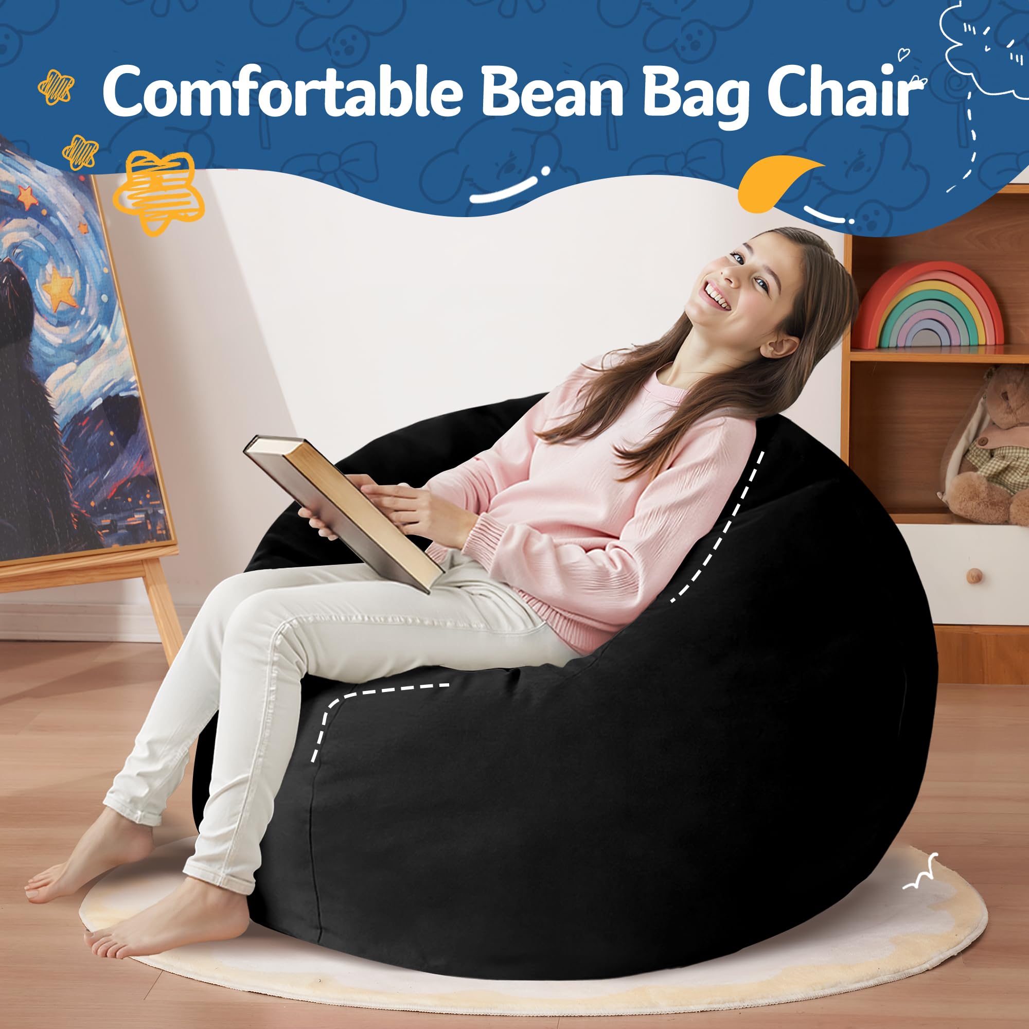 Homguava bean bag chair versatile use for gaming, study, and lounging