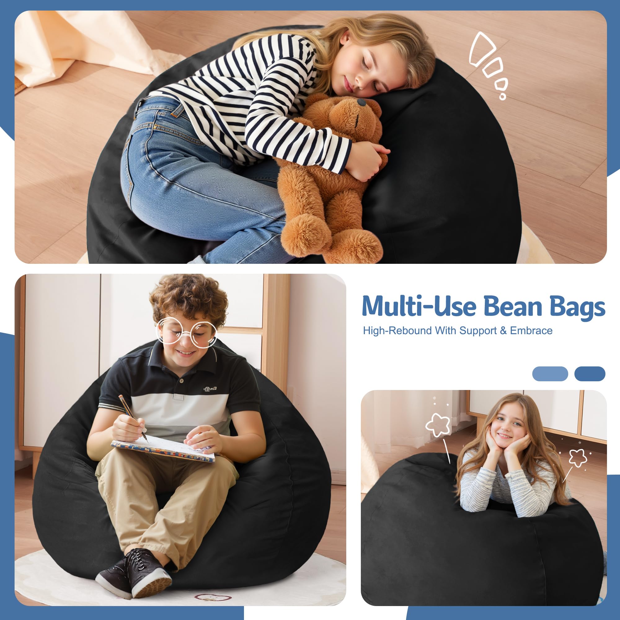 Homguava bean bag chair removable cover for easy care and washing