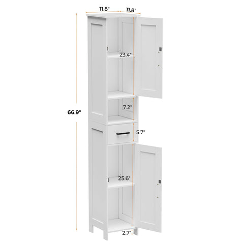 Homhedy 67inch tall cabinet drawer close-up reveals organized space.