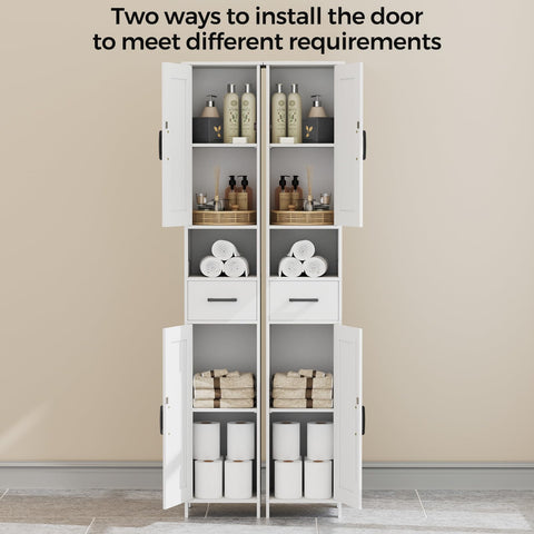 Homhedy 67inch tall cabinet reversible doors fit your space.