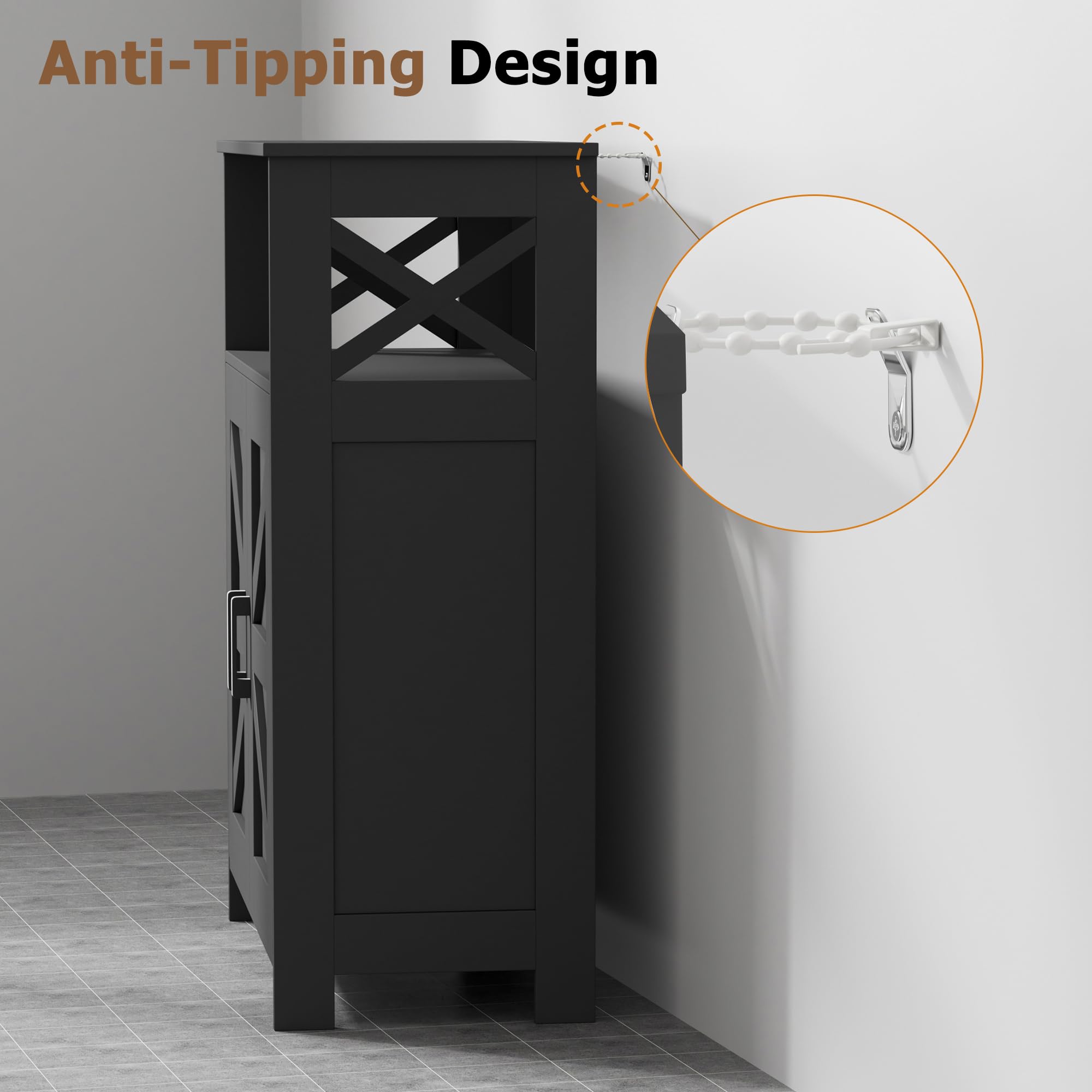 Homhedy anti-tip kit keeps cabinet secure.