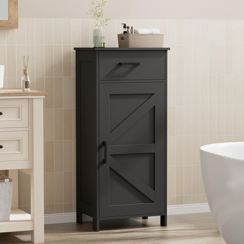 Homhedy black finish cabinet complements modern bathrooms and home entryways.