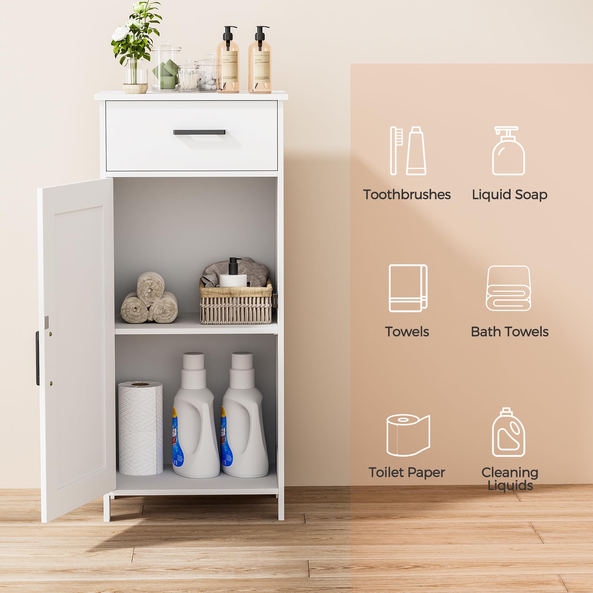 Homhedy cabinet with reversible doors, left or right opening