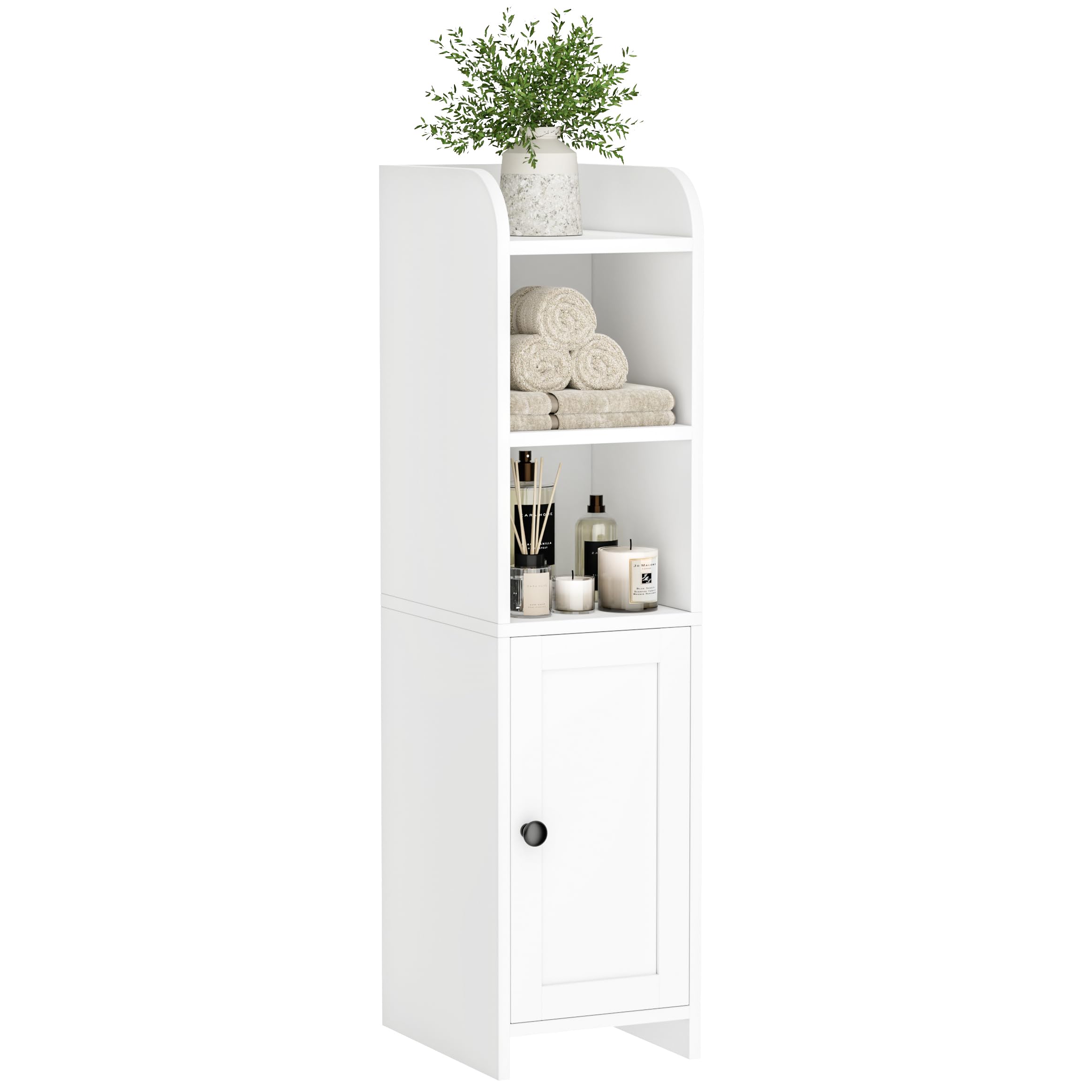 Homhedy storage cabinet interior shelves show compact storage capability.