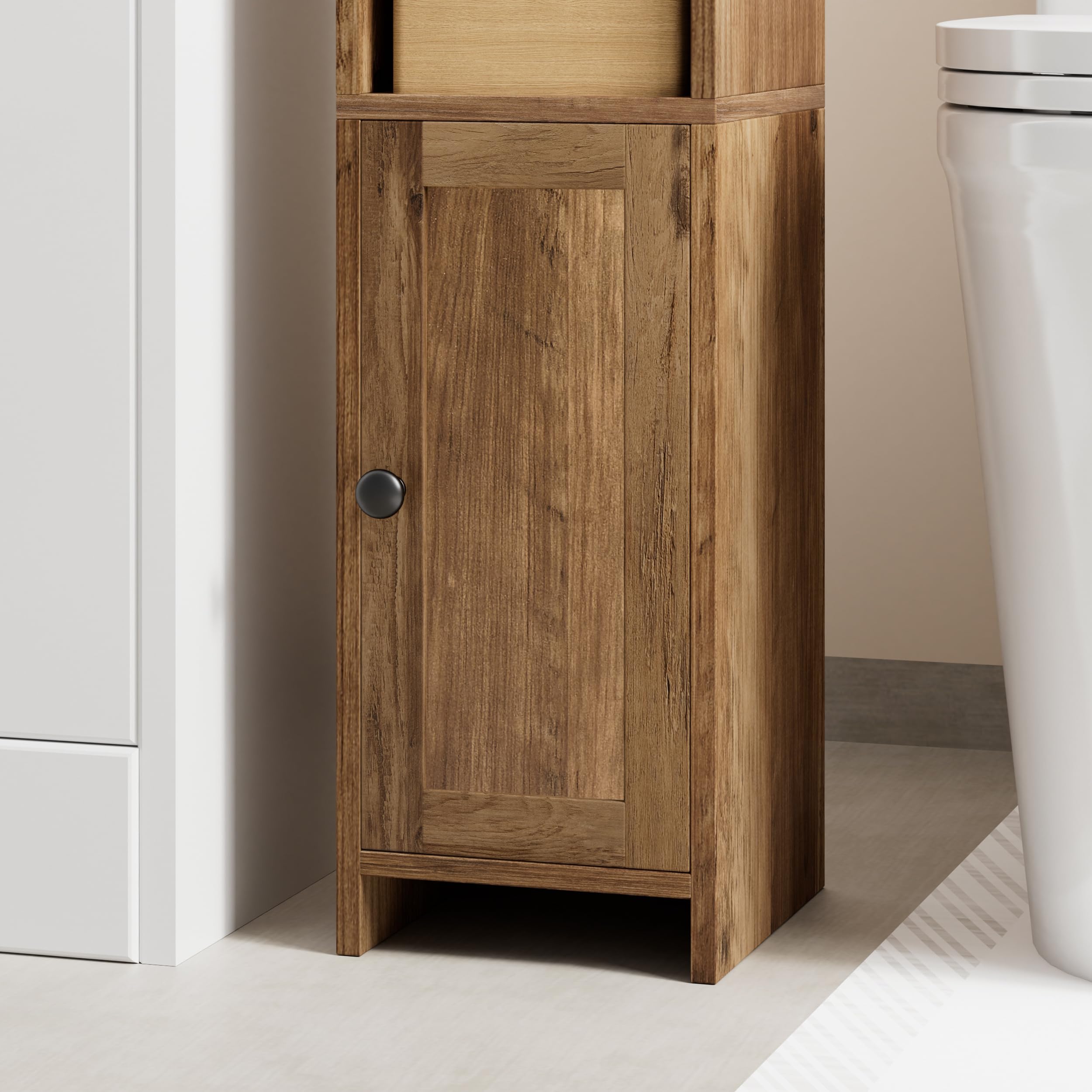 Homhedy compact cabinet demonstrates the 7.9D x 7W footprint in small bathrooms.