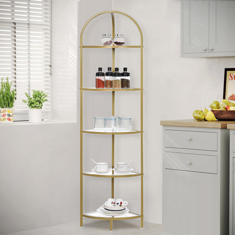 Homhedy corner bookshelf saves space in living room and beyond.