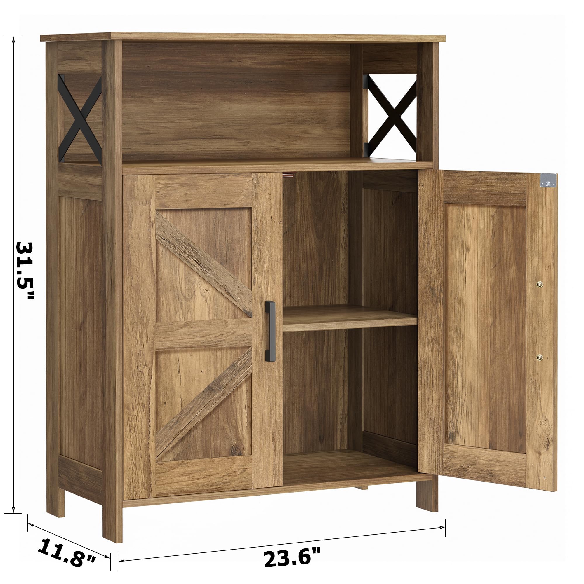 Adjustable inner shelf to fit tall bottles and towels