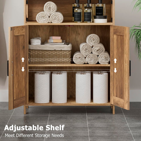Rustic walnut finish with black metal crossbar details