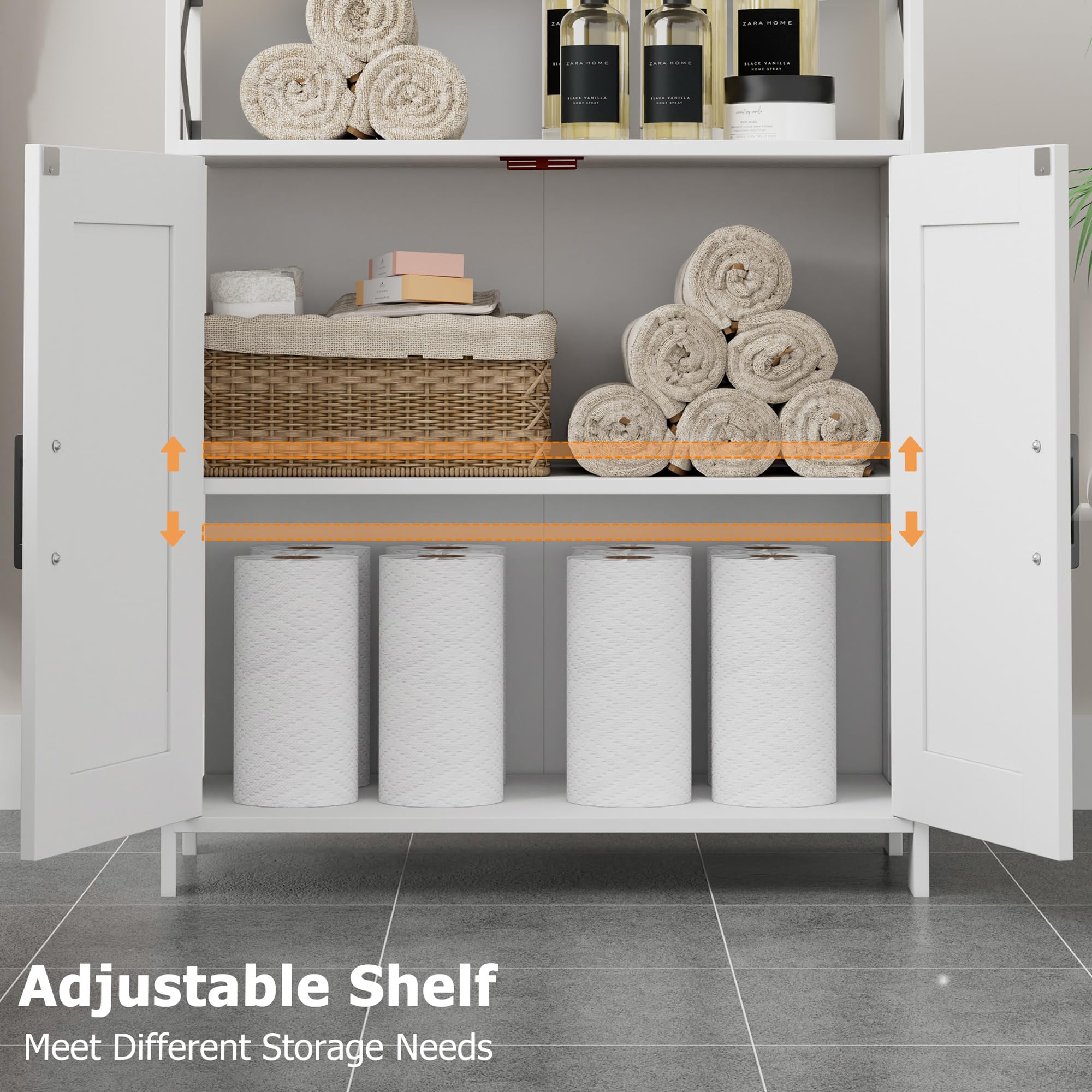 Homhedy MDF cabinet with metal hardware offers sturdy durability.