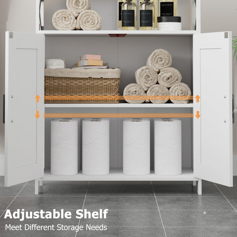 Homhedy MDF cabinet with metal hardware offers sturdy durability.