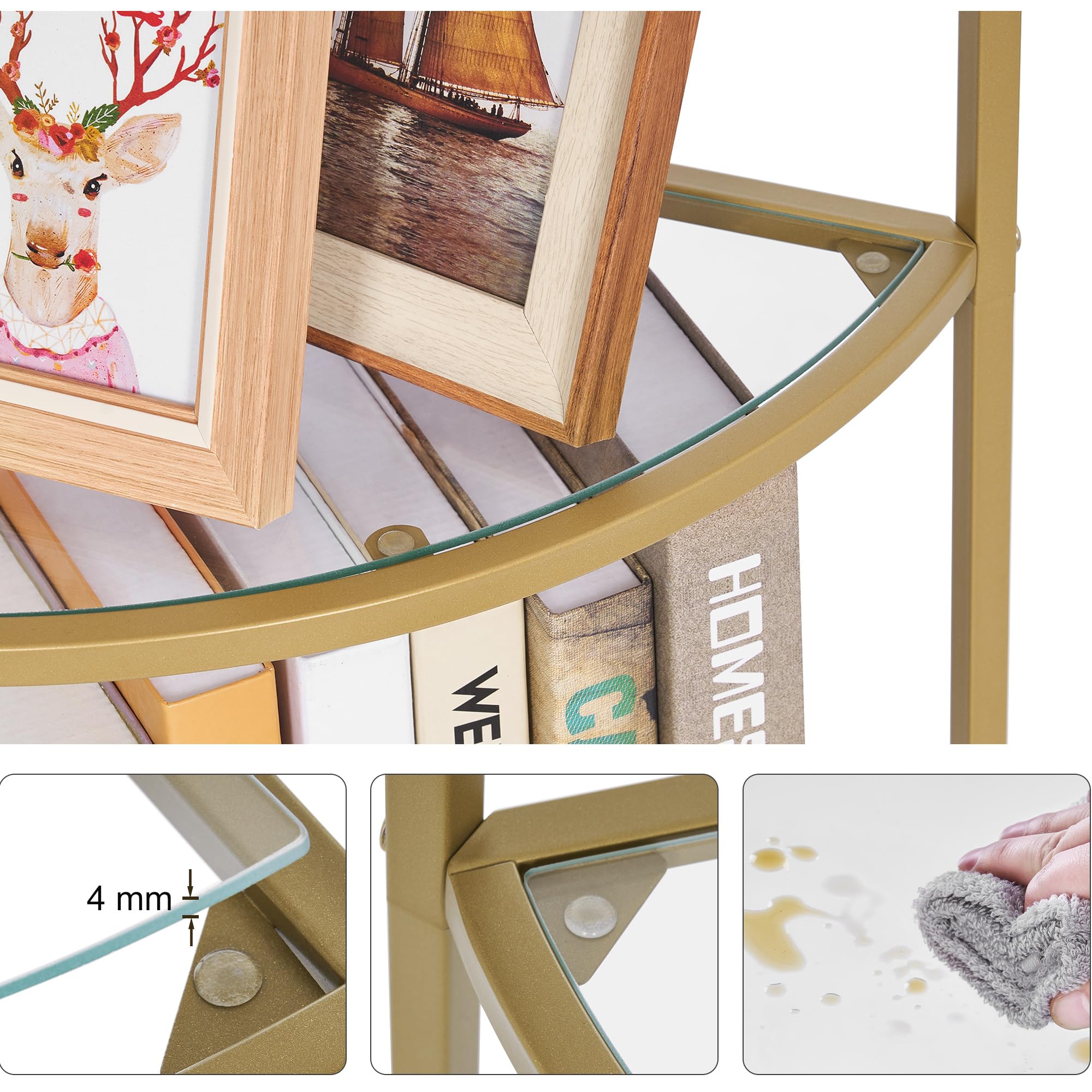 Homhedy modern gold finish enhances decor while remaining durable.