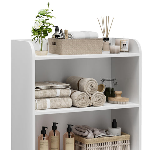 Homhedy cabinet bottom cabinet disguises spare toilet paper.