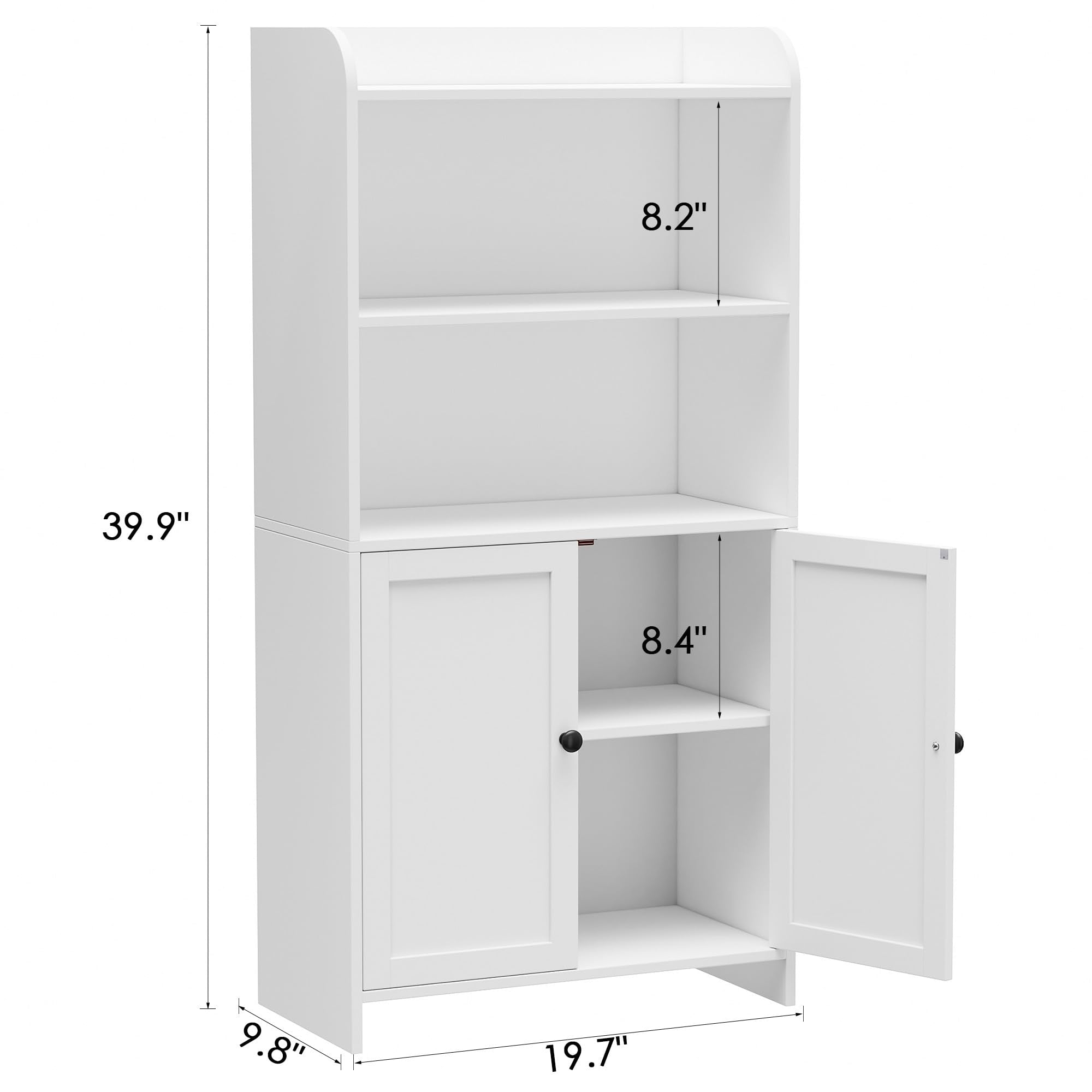 Homhedy cabinet doors open showing organized storage for toiletries.