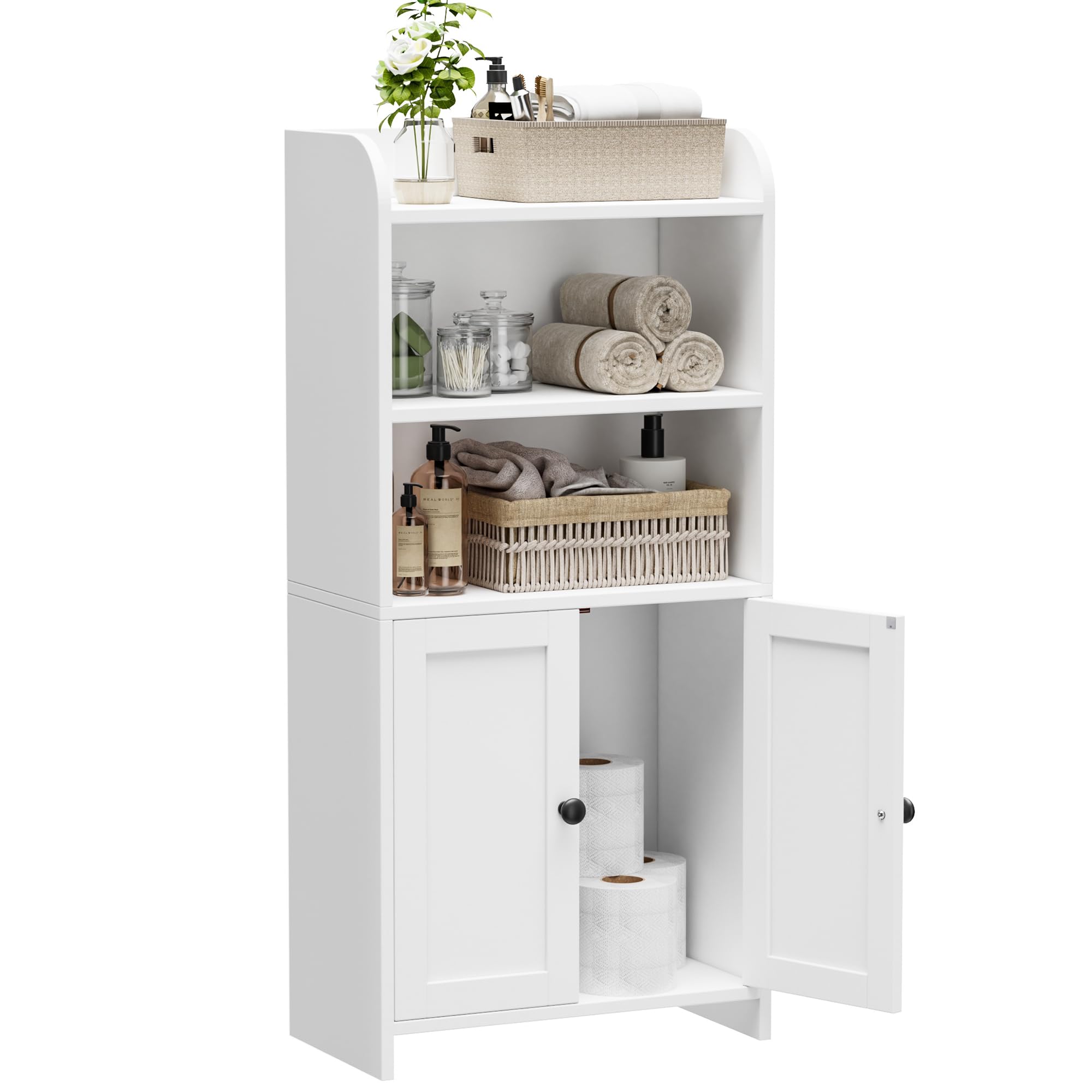 Homhedy cabinet in a laundry room provides neat storage.