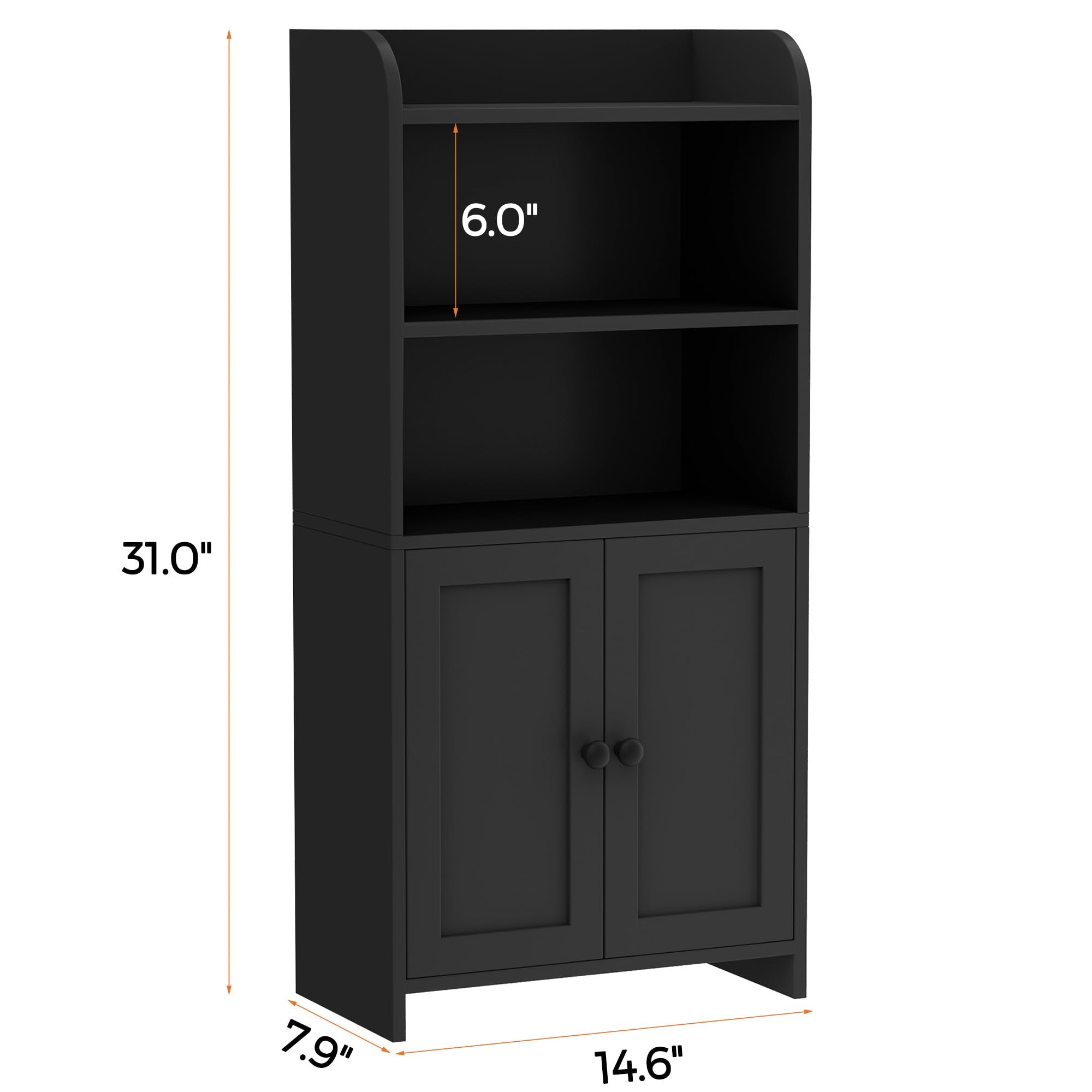 Homhedy cabinet middle shelf keeps toiletries neatly organized.