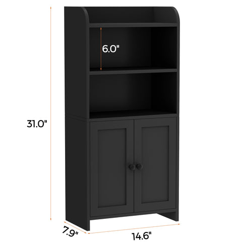 Homhedy cabinet middle shelf keeps toiletries neatly organized.