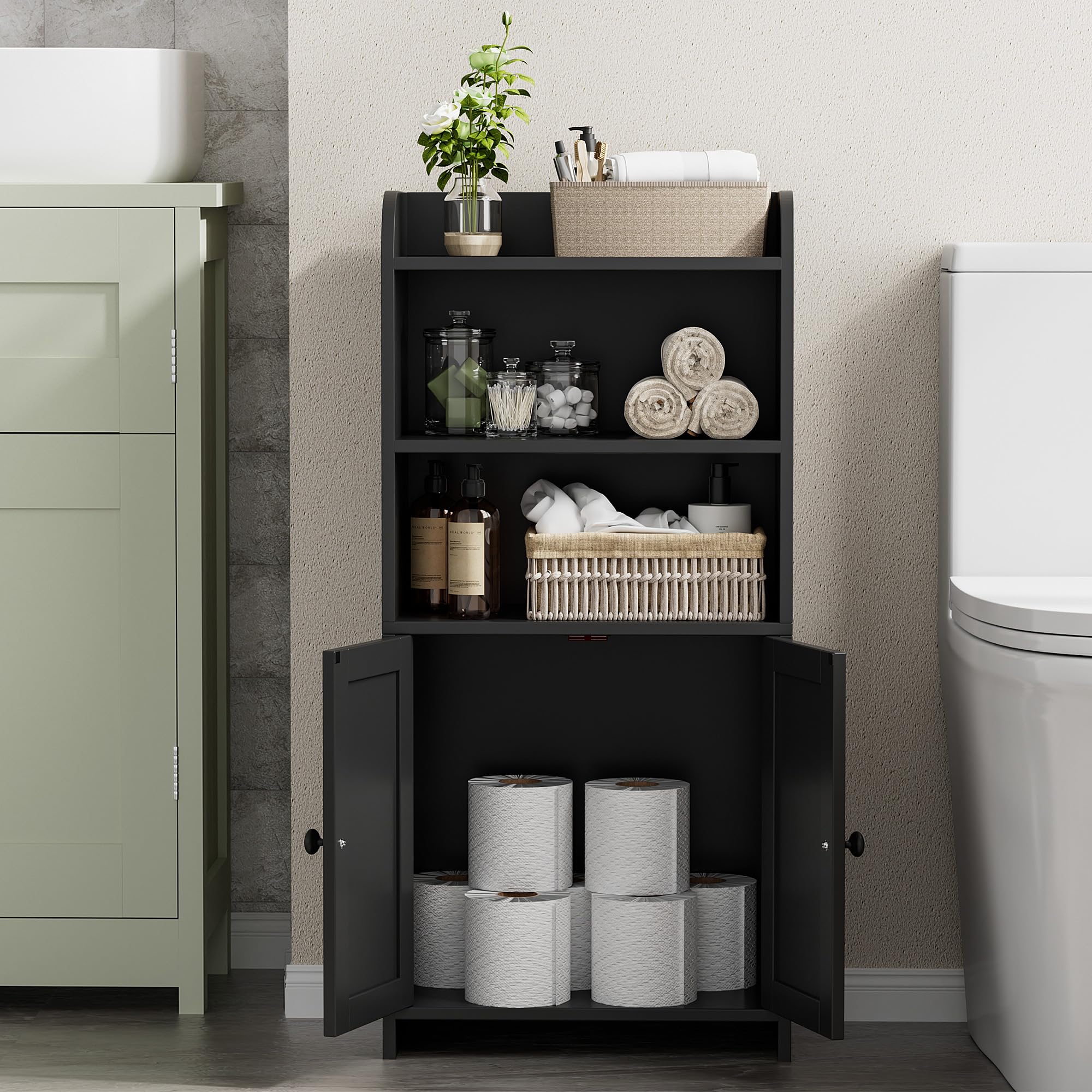 Homhedy cabinet top compartment ideal for plants or a phone.