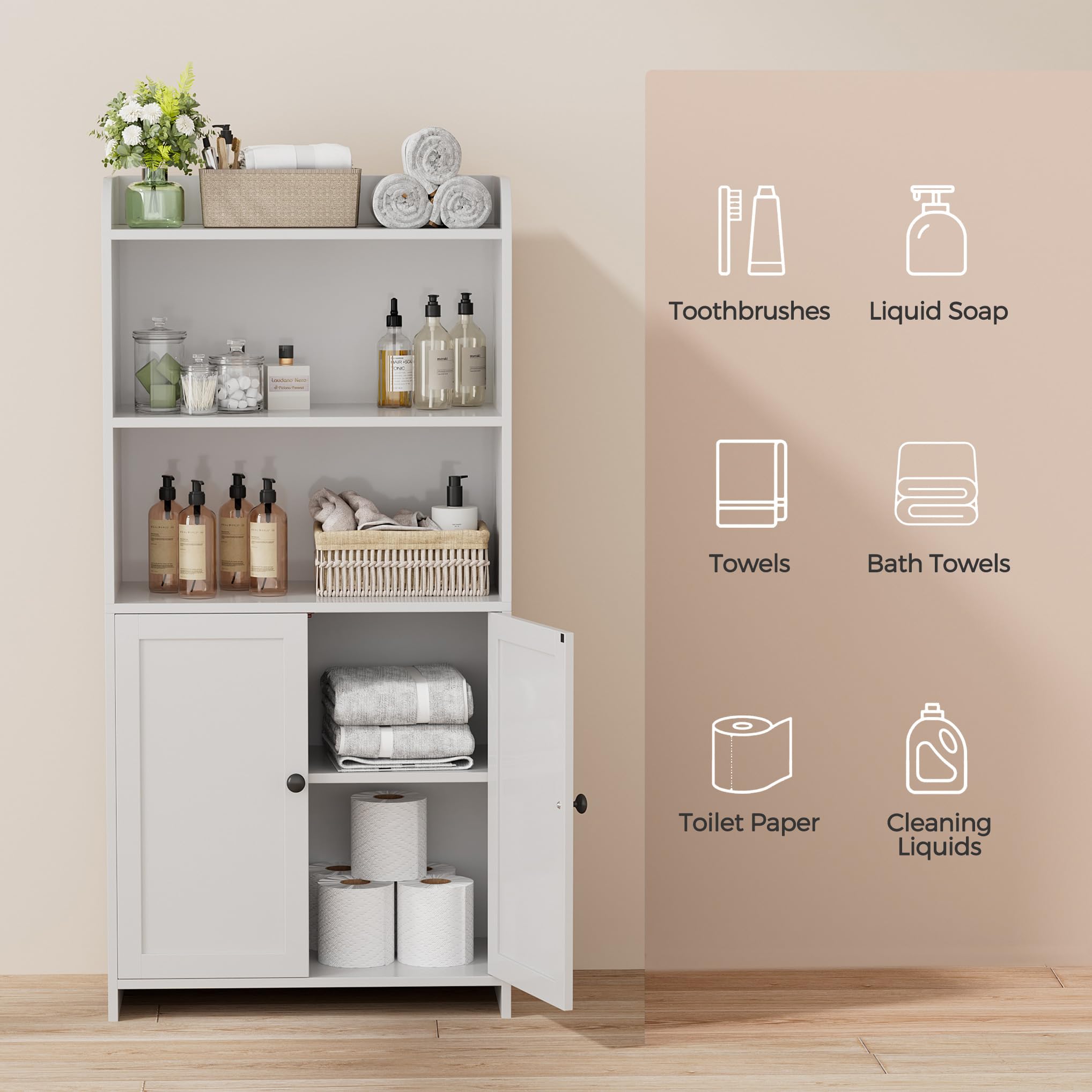 Homhedy cabinet top display for plants or phone in bathroom.