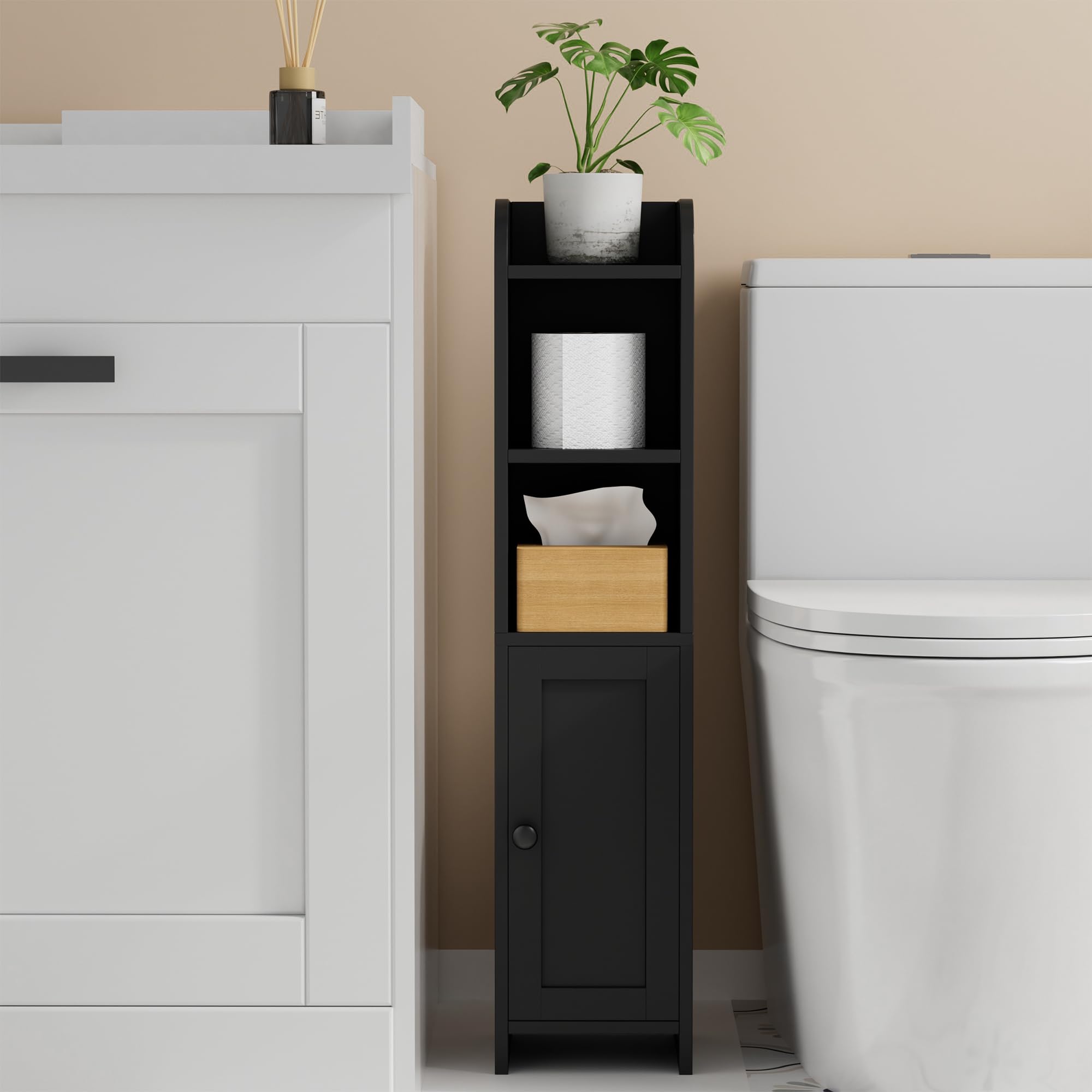 Homhedy modern black finish adds sleek style to bathrooms.